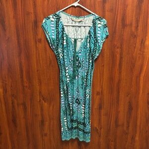 Chelsea & Violet Teal and Lavender Printed Dress